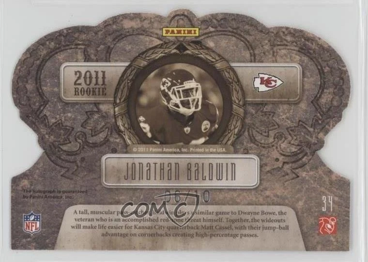 2011 Crown Royale Jewel Rookies Gold Signatures /10 Jonathan Baldwin #34 Auto RC - Image 2 of 2