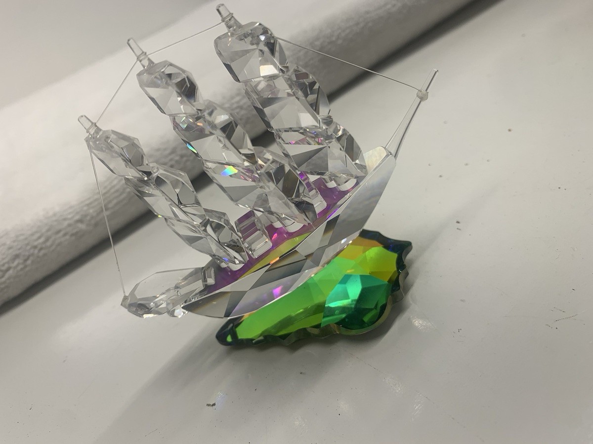 Swarovski Crystal Ship Boat Figurine Nautical Ocean Colorful base