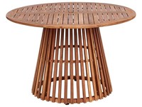 Gartentisch Akazienholz Hellbraun Rund 120 Cm Lattenoptik Modern Robust Agello