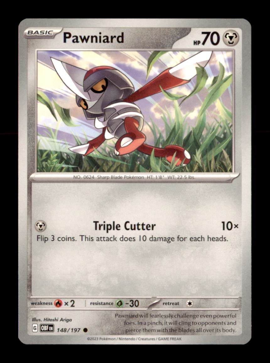 Pawniard 148/197 Common Obsidian Flames Pokemon Near Mint