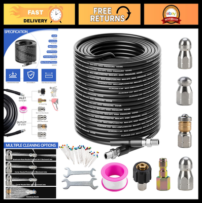 #ad 100FT Sewer Jetter Kit for Pressure Washer Drain Cleaner Hose Nozzle amp; Access $171.99