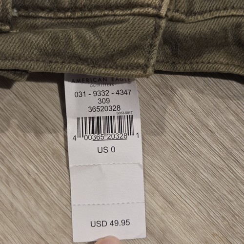 Jupe coton denim vert armée stretch taille haute American Eagle neuve taille 0 - Photo 5/7