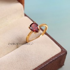 Natural Garnet Ring, 925 Sterling Silver, Women's Gift Ring, Birthday Ring