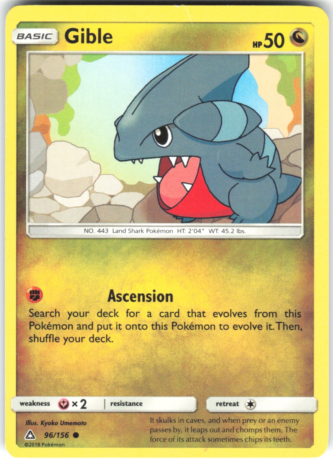 Gible (96) 96/156 SM - Ultra Prism Common Pokemon Card HP