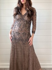 Beaded Vintage Gown Pisarro Nights Art Deco 20s Style Beaded Drop Waist