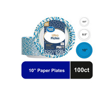 10 Inch Disposable Soak-Proof Paper Plates, 100 Count
