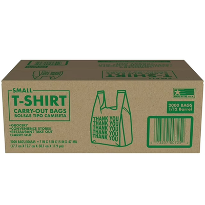 #ad Husky Small T Shirt Carry Out Bags 7quot; x 5quot; x 15quot; 2000 Ct $29.74