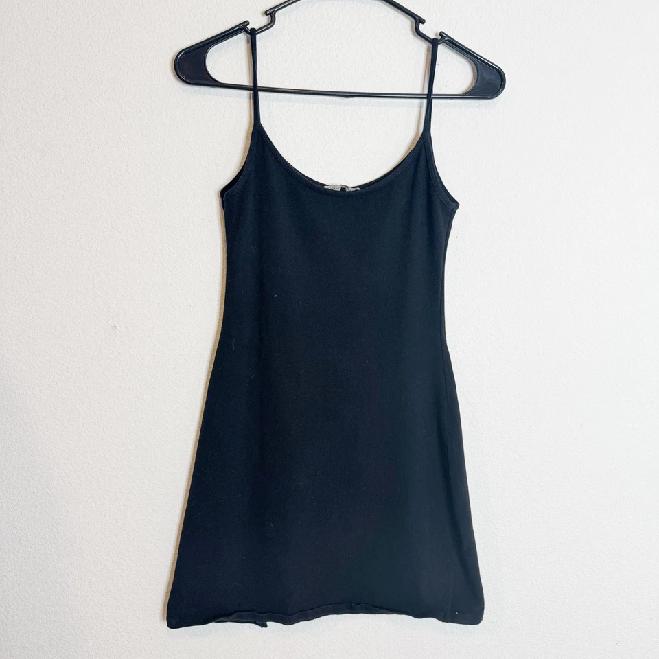 Brandy Melville black bodycon mini dress with slit one size small - Image 2 of 4