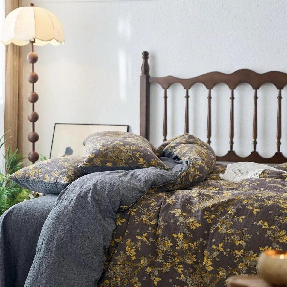 NUEVO Juego de edredón reversible de cama boho king 100 % algodón jacquard dorado anthro Foto 4 de 4