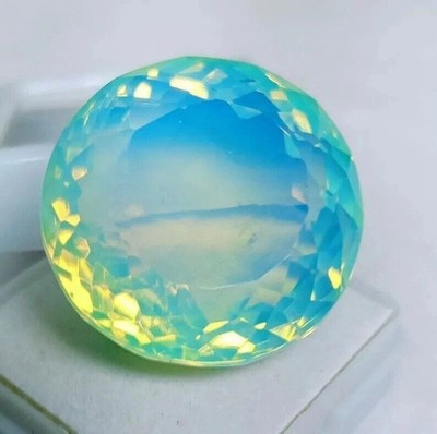 100 Ct Natural Green Fire Opal Round Cut Welo Australian Certified Gemstone AAA