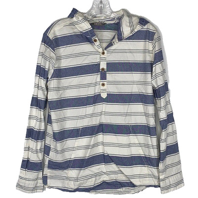 Lindex Kids Blue & White Hooded Long Sleeve Shirt 14 Year
