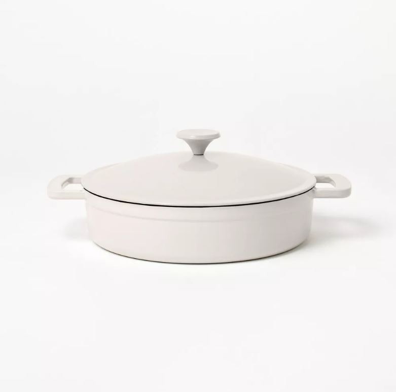 3.5qt Enamel Braiser Light Gray - Figmint