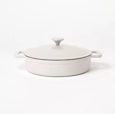 3.5qt Enamel Braiser Light Gray - Figmint