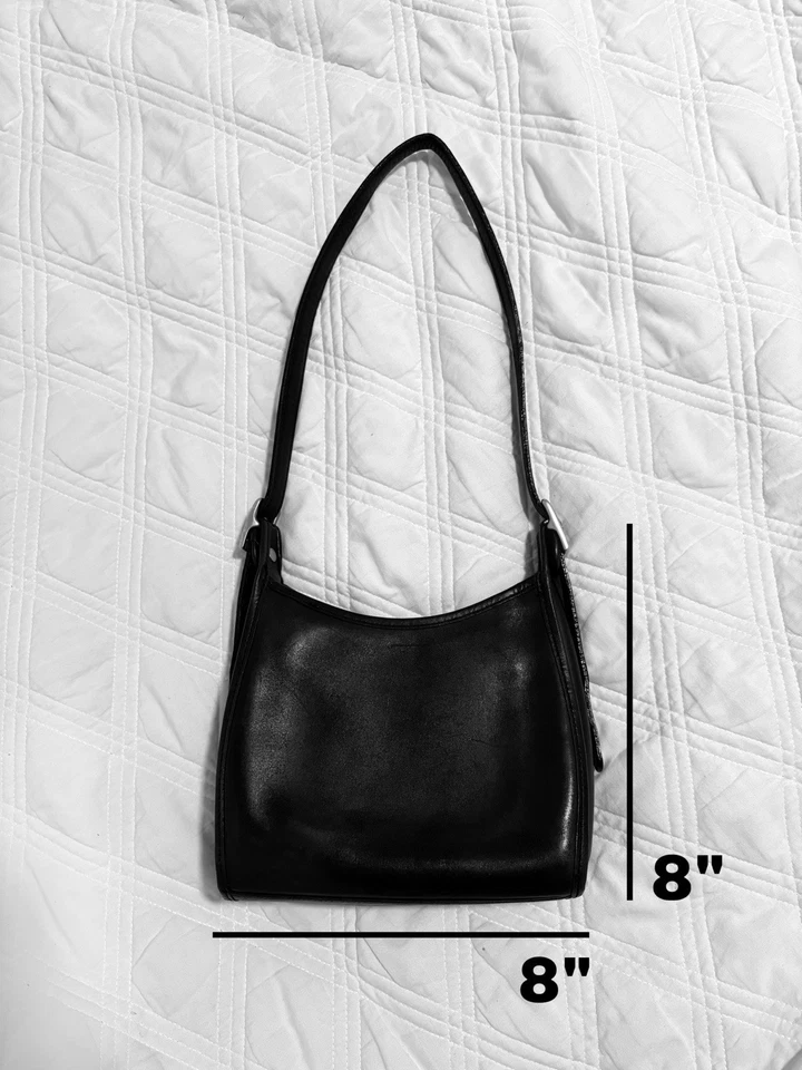 无品牌黑色皮革单肩包带银色五金件 — 第 2/4 张图片