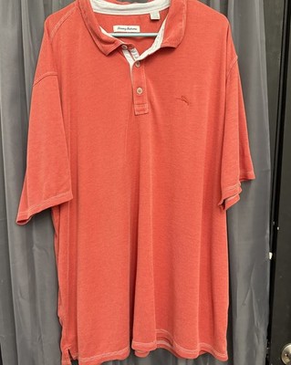 Tommy Bahama Paradiso Cove Polo Shirt Men 3XLB Orange Tencel Blend Big & Tall