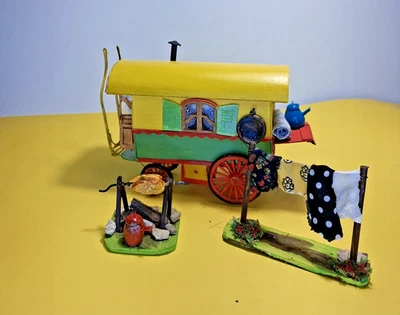 CRECHE ROULOTTE CIRQUE DIORAMA CARAVANE GYPSY GITAN pour SANTON forain decor - Photo 1/4