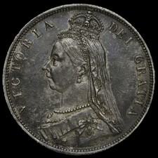 1887 Queen Victoria Jubilee Head Silver Half Crown, G/EF