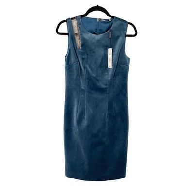 Elie Tahari Emory Dress in Admiral Teal Velvet Size 4 NWT