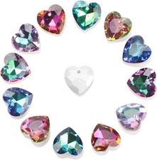 20 Pieces 18Mm Heart Shaped DIY Crystal Pendants Glass Loose Beads
