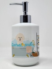 Bichon Frise in Bathtub Ceramic Soap Dispenser Hand Soap Dispenser Pump Bottles