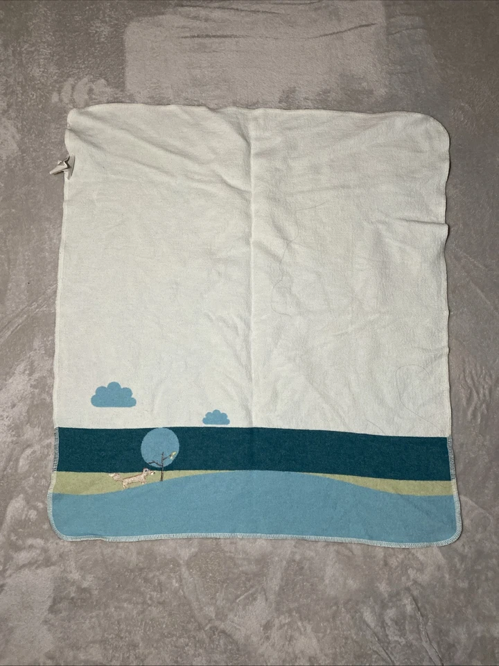 Manta Bebé David Fussenegger Zorro Árbol Nubes Bordado Borde Puntada Lovey Foto 4 de 4