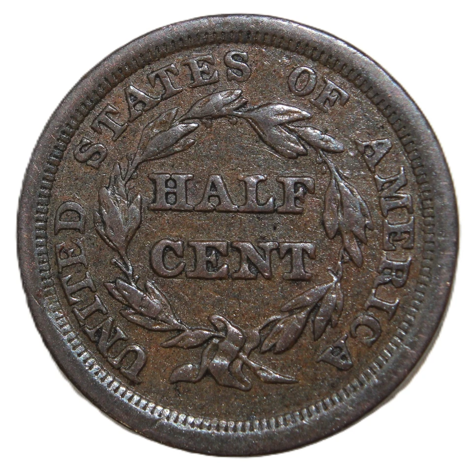 Medio centavo cabello trenzado 1855 - ELECCIÓN AU / ENVÍO GRATUITO - SMH-386 Foto 4 de 4