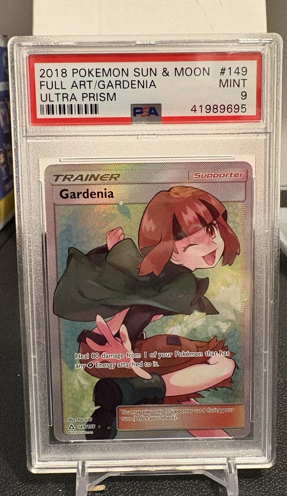 2018 POKEMON SUN & MOON ULTRA PRISM #149 FULL ART/GARDENIA PSA 9
