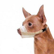 Herrypiggy Dog Muzzle Oxford Breathable Mouth Cover Prevent Biting Khaki Size XS