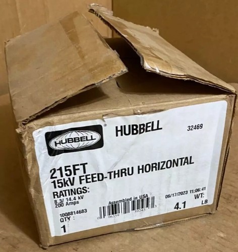 Hubbell 215FT Load Break Connector Feed-Thru 15kV 200A Horizontal 8,3/14,4kV. EB - Bild 1 von 4