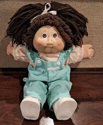 Vintage Cabbage Patch Kids Doll 1985 Brown Hair Brown Eyes Pony Tail w/Dimples!