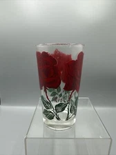 Vintage Boscul Peanut Butter Large Roses Glass 5" Small Lettering 1950s