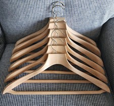 HANGERS, SUIT: Wood with Pants Bar, Vintage 19 1/2 Inches
