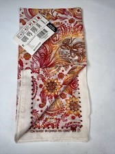Vintage FAST COLOR RN 13960 bandana handkerchief orange brown ivory Tall