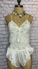 Vtg Alana Gale Nylon Silky Satin & Lace Lingerie Sleep Set High Cut Panty Medium