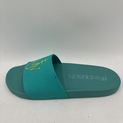 JW Anderson Men\'s Logo Pool Slide Sandals Luxury Brand Blue 43 NWT JW ANDERSON Blue Rubber/PVC Logo-Embossed Pool Slide Sandals  main image 3