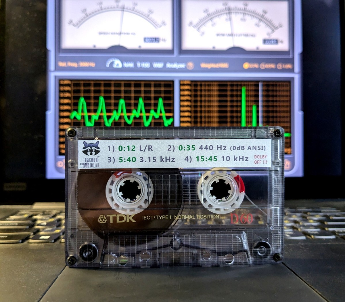 4-in-1 TDK Test/Calibration audio cassette tape: L/R, level