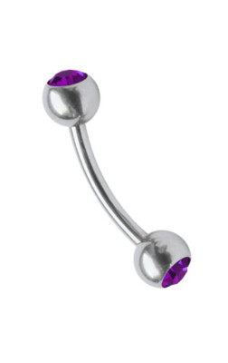 Piercing Schmuck Intim Banane Curved Barbell 1,2mm mit 4mm Zirkonia Kugeln Stahl