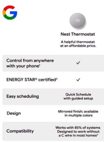 Google Nest Smart Thermostat, Smart Phone Controlled, Snow, GA01334US, Brand New - Picture 16 of 16