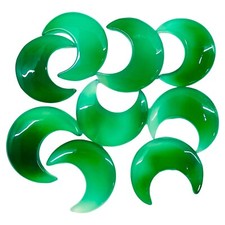 9 Pcs Natural Green Onyx Moon 33-36mm Beautiful Loose Gemstones Wholesale Lot