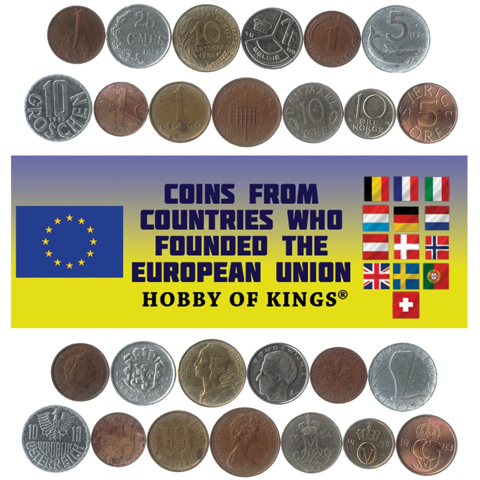 13 PreEuro Coins Countries Founded European Union Inner Six Outer