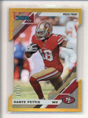 DANTE PETTIS 2019 PANINI DONRUSS #225 GOLD PRESS PROOF DIE CUT #01/25 AX1887