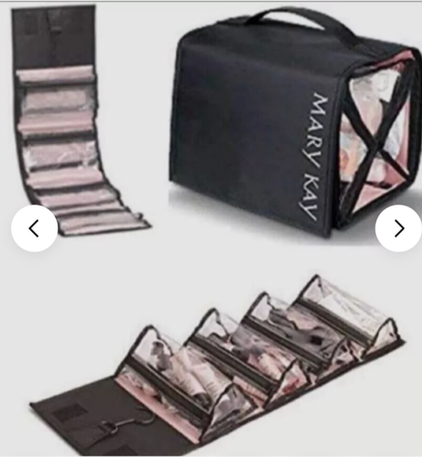 Mary Kay Travel Makeup Bag Black Pink Handle 4 Clear Pockets New H16 - Picture 9 of 9