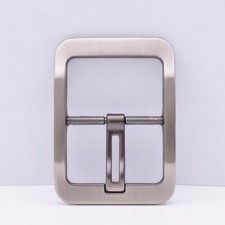 Silver Heavy Solid Center Bar Prong Rectangular Belt Buckle For 1-1/2" Strap