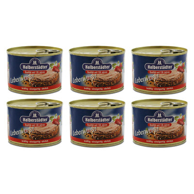 6er Pack Halberstädter Leberwurst fein 6 x 160 g Wurstkonserve Konservendose