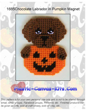 Halloween Chocolate Labrador and Pumpkin Magnet-Plastic Canvas Pattern or Kit