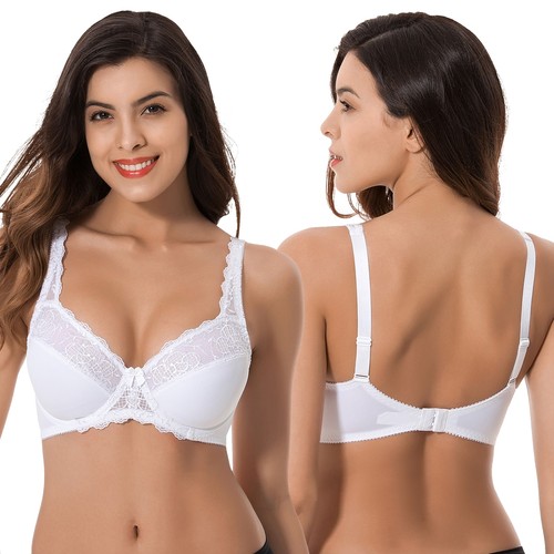 Plus Size Minimizer Underwire Unlined Bra with Embroidery Lace-3Pack - Picture 5 of 7