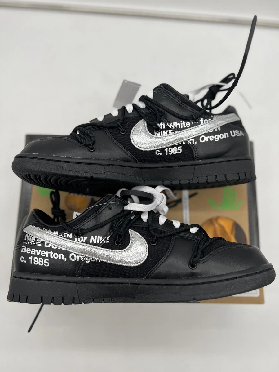 Nike Dunk Low Off-White Lot 50 Black Silver Men's Size 10.5 Virgil