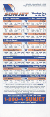 Sunjet system timetable 3/4/99 [0123] Buy 4+ save 50%