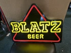 Vintage Blatz Lighted Beer Triangle Sign Great Bar Light Sign 22”x16”