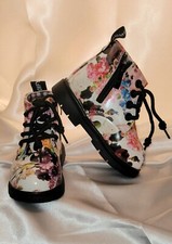 Toddler Girls Comfy Kids Lace Up Floral Boots With Zipper